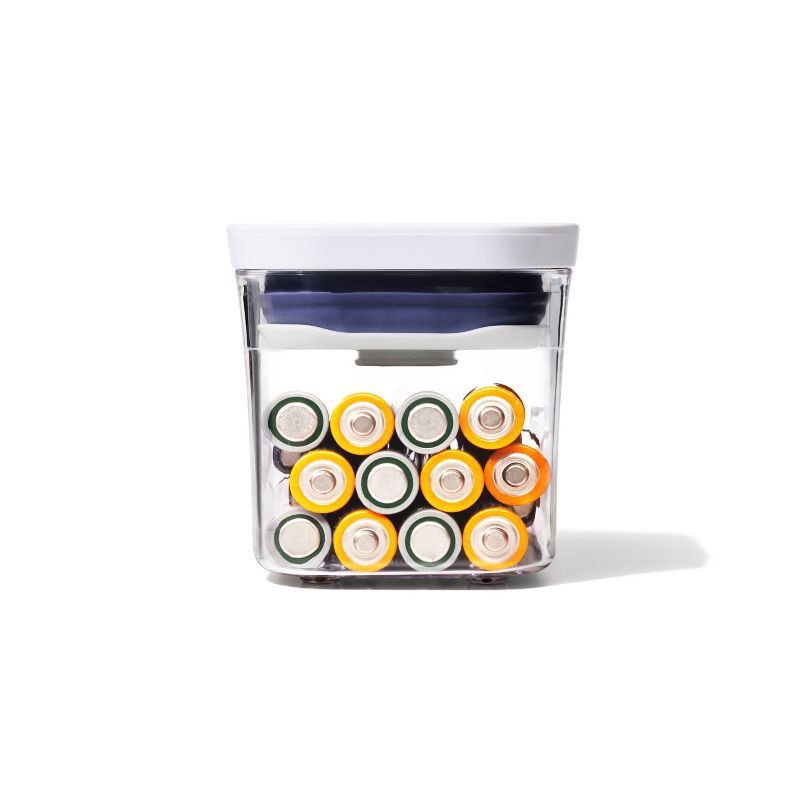 slide 5 of 6, OXO POP 4pk Plastic Mini Square Food Storage Container Set White: Air Tight Seal, Dishwasher-Safe, 0.2L Capacity, 4 ct, 0.2 liter