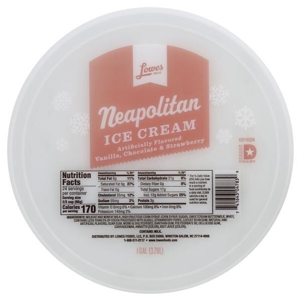 slide 1 of 1, Lowes Foods Neapolitan Ice Cream Pail, 128 oz