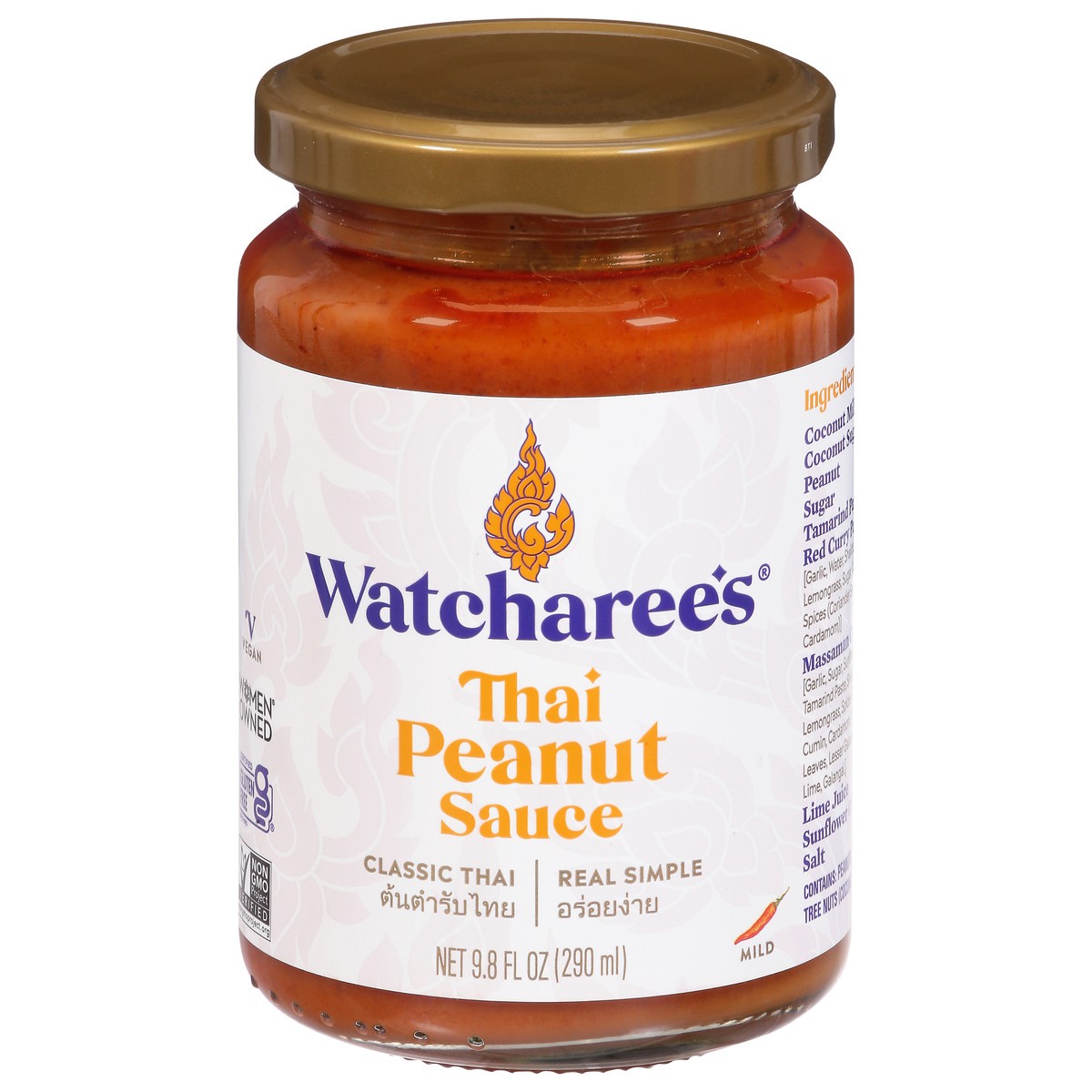 slide 1 of 9, Watcharee's Mild Thai Peanut Sauce 9.8 fl oz, 9.8 fl oz