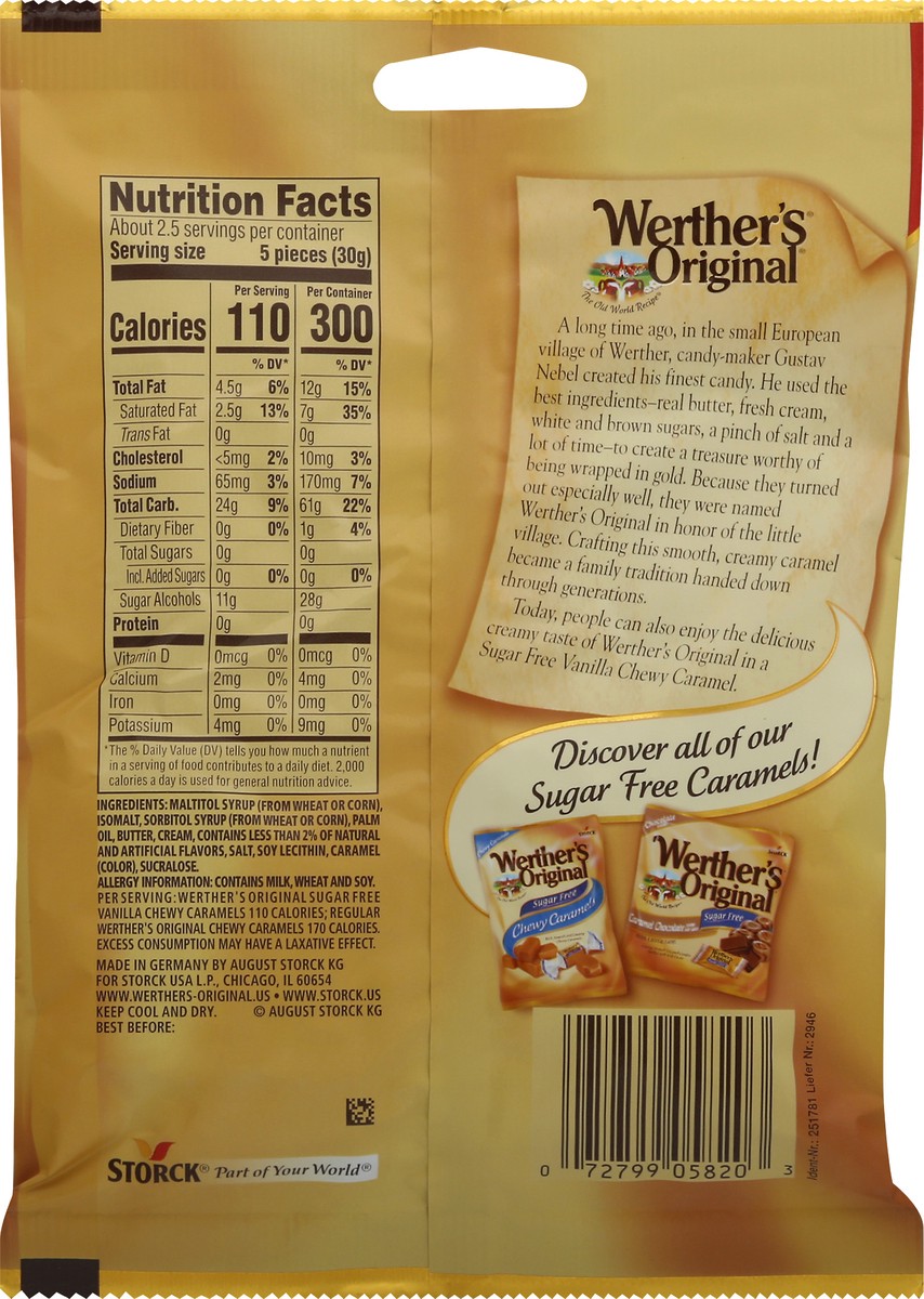 slide 7 of 12, Werther's Original Sugar Free Vanilla Chewy Caramels 2.75 oz, 2.75 oz