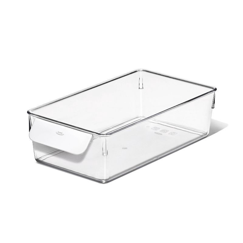 slide 1 of 6, OXO Plastic Mini Fridge Bin White, 1 ct