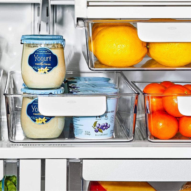 slide 4 of 6, OXO Plastic Mini Fridge Bin White, 1 ct