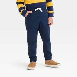 Toddler Boys' Woven Jogger Pants - Cat & Jack™ Navy Blue 18M: Cotton-Spandex Blend, Reinforced Knee, Elastic Waistband, Tapered Leg