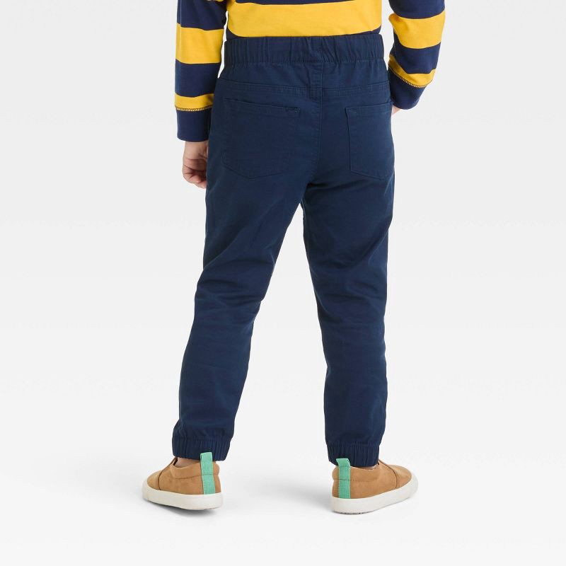 slide 2 of 3, Toddler Boys' Woven Jogger Pants - Cat & Jack™ Navy Blue 3T: Cotton-Spandex, Elastic Waist, Pockets, 1 ct