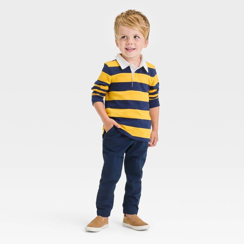 slide 3 of 3, Toddler Boys' Woven Jogger Pants - Cat & Jack™ Navy Blue 4T: Cotton Spandex, Elastic Waist, Pockets, 1 ct