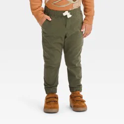 Toddler Boys' Woven Jogger Pants - Cat & Jack™ Olive Green 4T: Cotton-Spandex, Elastic Waist, Pockets