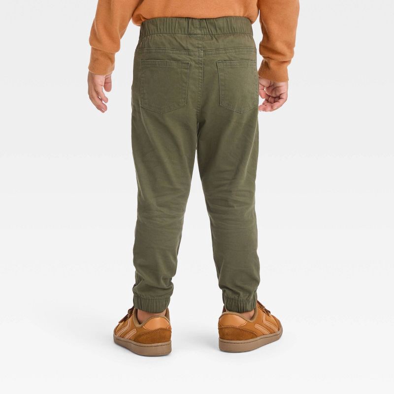 slide 2 of 4, Toddler Boys' Woven Jogger Pants - Cat & Jack™ Olive Green 5T: Cotton-Spandex Blend, Reinforced Knee, Elastic Waistband, 1 ct