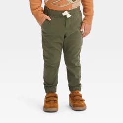 Toddler Boys' Woven Jogger Pants - Cat & Jack™ Olive Green 5T: Cotton-Spandex Blend, Reinforced Knee, Elastic Waistband