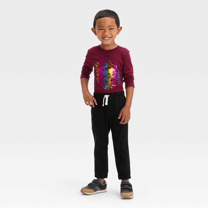 slide 3 of 3, Toddler Boys' Woven Jogger Pants - Cat & Jack™ Black 2T: Cotton Spandex, Elastic Waist, Pockets, 1 ct