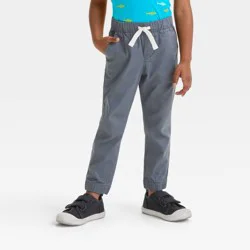 Toddler Boys' Woven Jogger Pants - Cat & Jack™ Gray 2T: Cotton Twill, Elastic Waist, Reinforced Knees