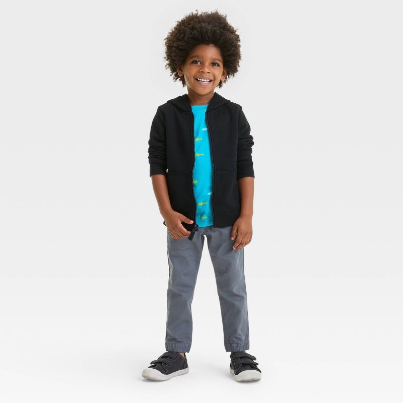 slide 3 of 3, Toddler Boys' Woven Jogger Pants - Cat & Jack™ Gray 4T: Cotton-Spandex Blend, Elastic Waistband, 1 ct