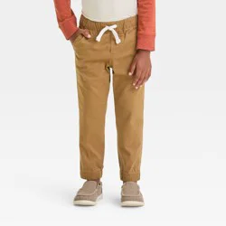 Toddler Boys' Woven Jogger Pants - Cat & Jack™ Dapper Brown 2T: Cotton-Spandex Blend, Elastic Waist, Reinforced Knees