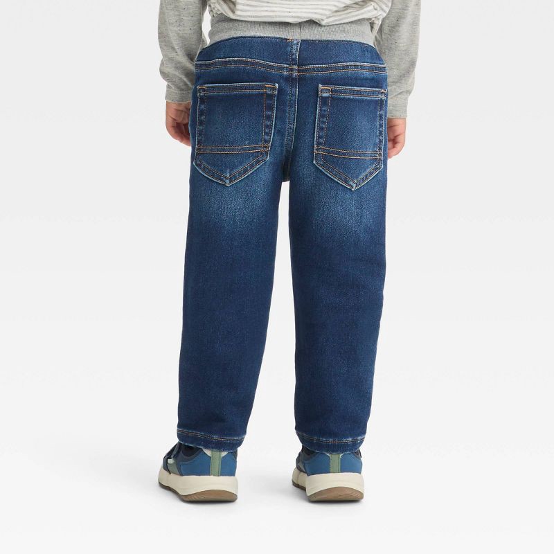 slide 2 of 3, Toddler Boys' Pull-On Straight Fit Jeans - Cat & Jack™ Blue Denim 5T: Midweight, Relaxed Fit, Elastic Waist, Super Stretch Denim, 1 ct