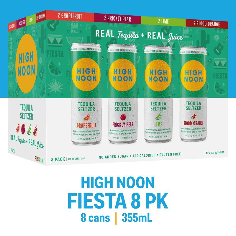 slide 2 of 9, High Noon Tequila Seltzer Variety Pack - 8pk/355ml Cans, 8 ct, 355 ml