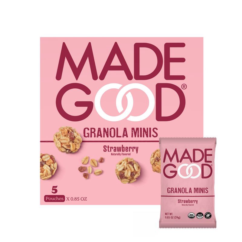 slide 1 of 3, MadeGood Strawberry Granola Minis - 5ct/4.25oz, 5 ct, 4.25 oz