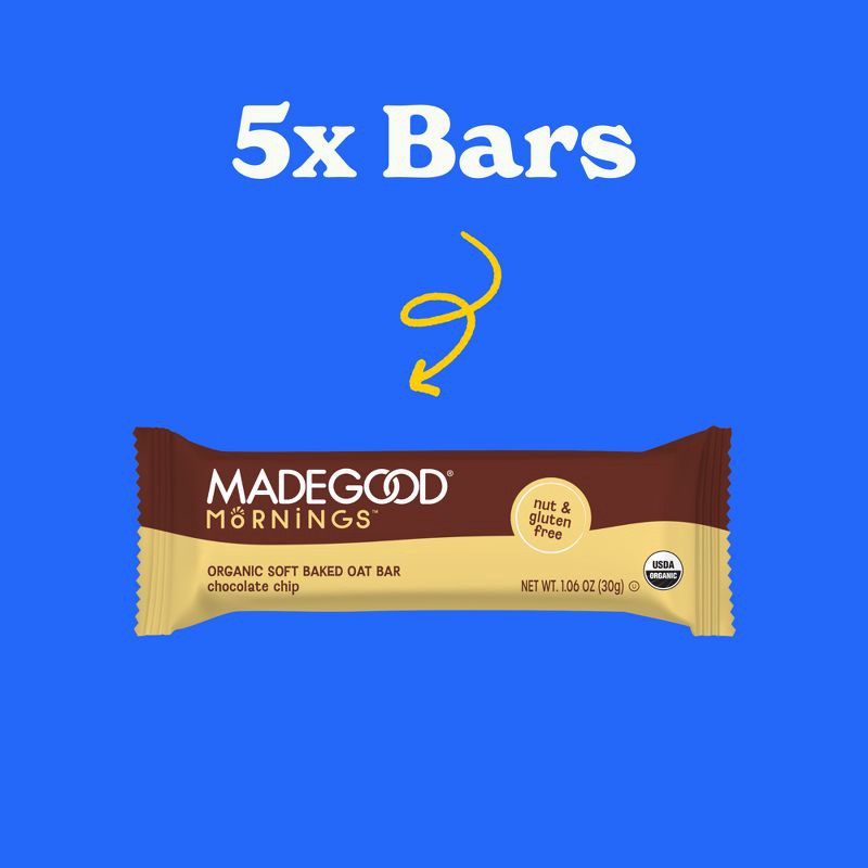 slide 3 of 9, MadeGood Morning Chocolate Chip Bars - 5ct/5.3oz, 5 ct; 5.3 oz