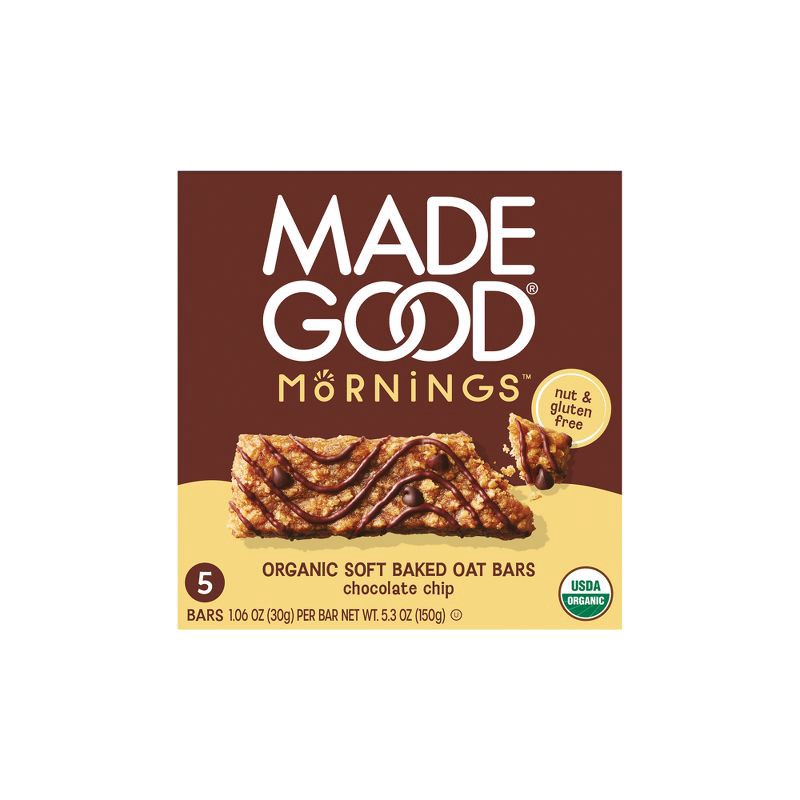slide 1 of 9, MadeGood Morning Chocolate Chip Bars - 5ct/5.3oz, 5 ct; 5.3 oz