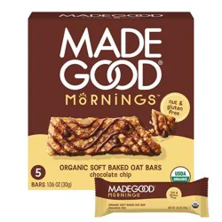MadeGood Morning Chocolate Chip Bars - 5ct/5.3oz