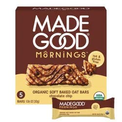 MadeGood Morning Chocolate Chip Bars - 5ct/5.3oz