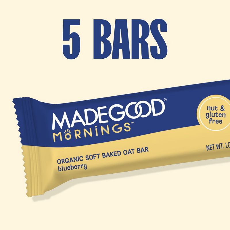 slide 6 of 9, MadeGood Mornings Blueberry Soft Baked Oat Bars - 5.3oz/5ct, 5.3 oz, 5 ct