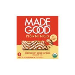 MadeGood Mornings Cinnamon Bun Soft Baked Oat Bars - 5.3oz/5ct