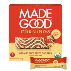 MadeGood Mornings Cinnamon Bun Soft Baked Oat Bars - 5.3oz/5ct