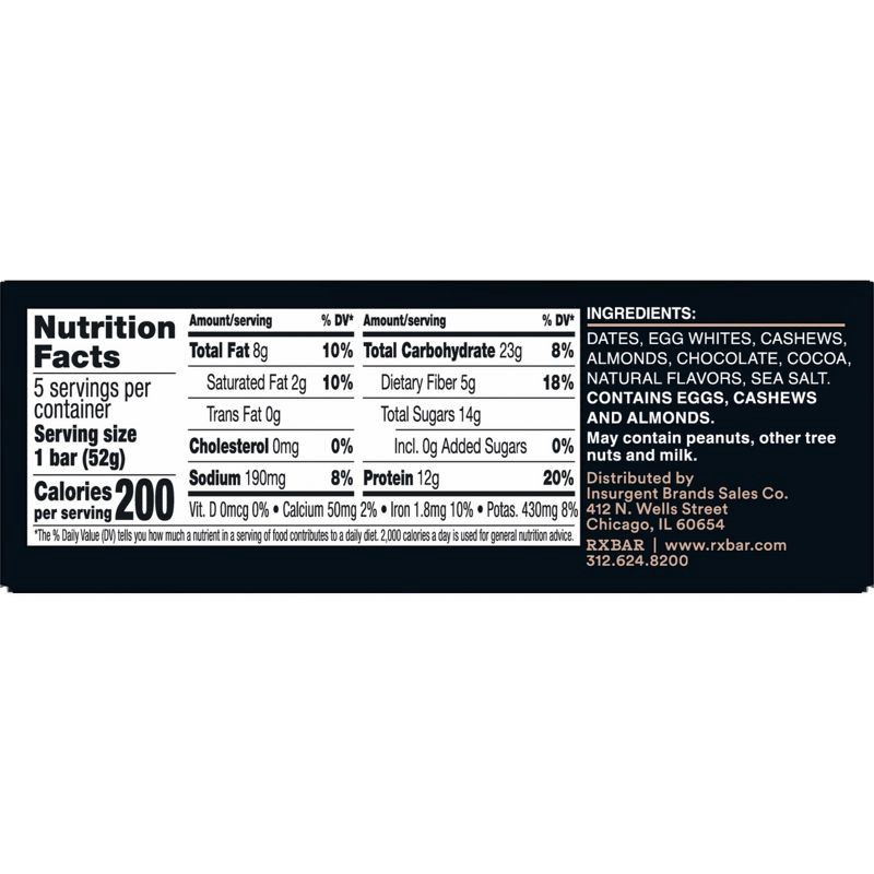 slide 2 of 11, RXBAR Chocolate Sea Salt Protein Bars - 9.1oz/5ct, 9.1 oz, 5 ct