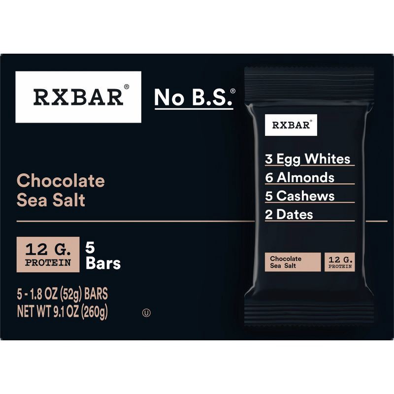 slide 8 of 11, RXBAR Chocolate Sea Salt Protein Bars - 9.1oz/5ct, 9.1 oz, 5 ct