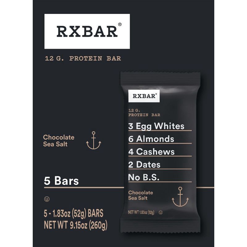 slide 11 of 11, RXBAR Chocolate Sea Salt Protein Bars - 9.1oz/5ct, 9.1 oz, 5 ct