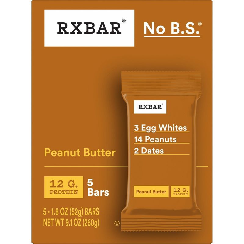 slide 9 of 12, RXBAR Peanut Butter Protein Bars - 5ct/9.1oz, 5 ct, 9.1 oz