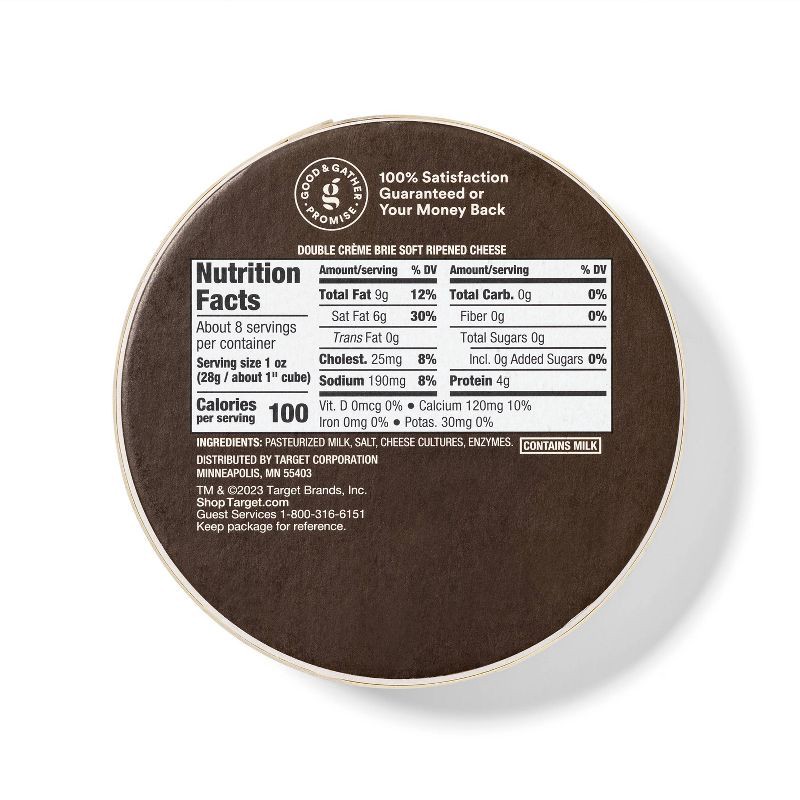 slide 2 of 3, Double Crème Brie Cheese Wheel - 8oz - Good & Gather™, 8 oz