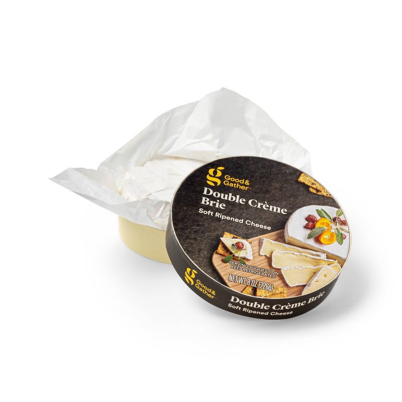 slide 3 of 3, Double Crème Brie Cheese Wheel - 8oz - Good & Gather™, 8 oz