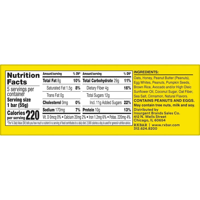 slide 2 of 12, RXBAR Nut Butter & Oat Honey Cinnamon Peanut Butter Protein Bars - 9.7oz/5ct, 9.7 oz, 5 ct