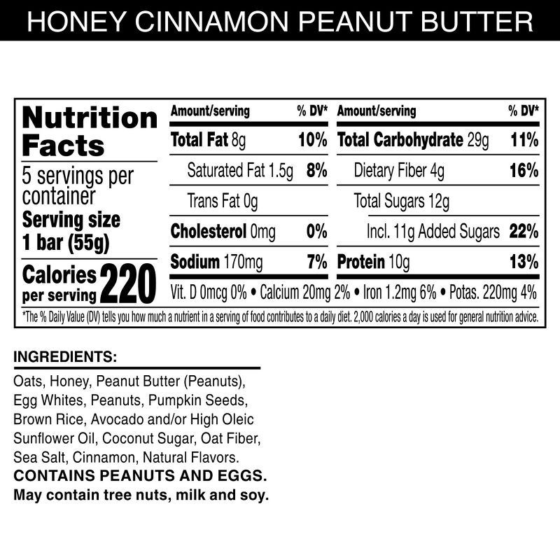 slide 9 of 12, RXBAR Nut Butter & Oat Honey Cinnamon Peanut Butter Protein Bars - 9.7oz/5ct, 9.7 oz, 5 ct
