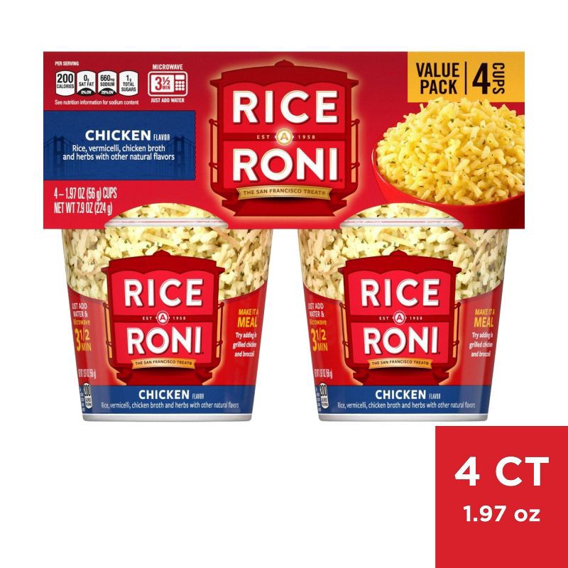 slide 1 of 3, Rice-A-Roni Chicken Cups - 4pk / 7.88oz, 4 ct, 7.88 oz