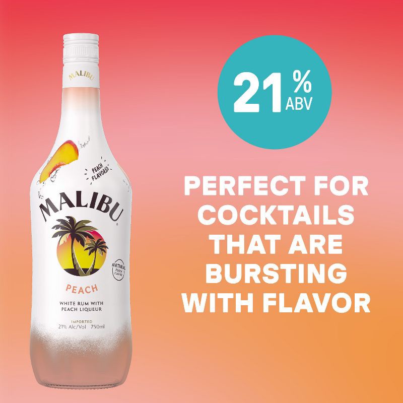 slide 3 of 8, Malibu Peach Flavored White Rum - 750ml Bottle, 750 ml