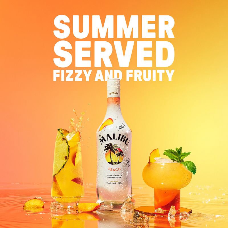 slide 5 of 8, Malibu Peach Flavored White Rum - 750ml Bottle, 750 ml
