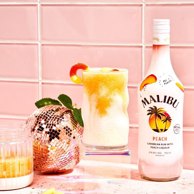 slide 6 of 8, Malibu Peach Flavored White Rum - 750ml Bottle, 750 ml