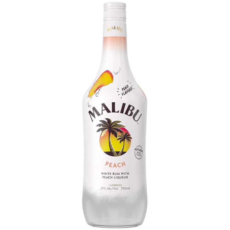 slide 1 of 5, Malibu Peach Flavored White Rum - 750ml Bottle, 750 ml