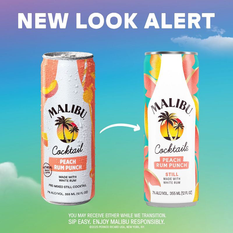 slide 2 of 10, Malibu Peach Rum Punch - 4pk/355ml Cans, 4 ct; 355 ml