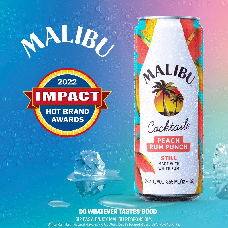 slide 4 of 10, Malibu Peach Rum Punch - 4pk/355ml Cans, 4 ct; 355 ml