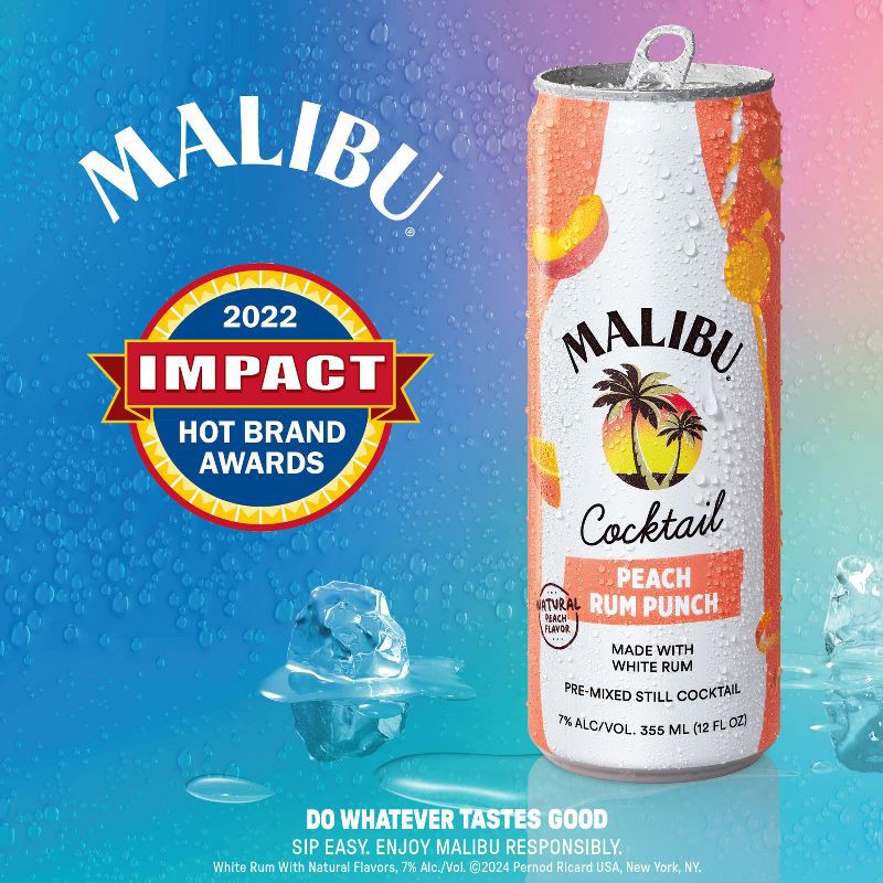 slide 5 of 6, Malibu Peach Rum Punch - 4pk/355ml Cans, 4 ct; 355 ml