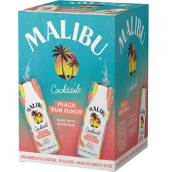 Malibu Peach Rum Punch - 4pk/355ml Cans