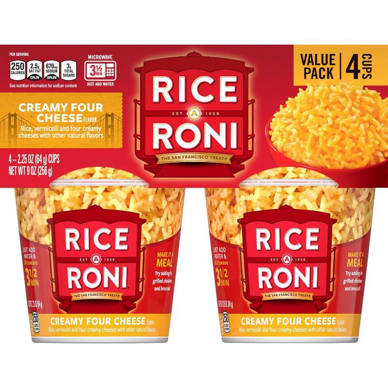 slide 2 of 3, Rice-A-Roni Creamy Four Cheese Cups - 4pk / 9oz, 4 ct; 9 oz