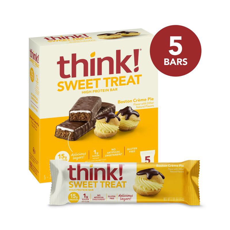 slide 2 of 9, think! THINK Boston Creme Pie Sweet Treat - 5ct/10.5oz, 5 ct, 10.5 oz