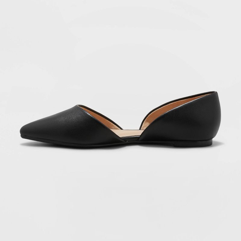 slide 2 of 3, Women's Julie Ballet Flats with Memory Foam Insole - A New Day™ Black 10: Slip-On Cushioned Pointed Toe, 1 ct