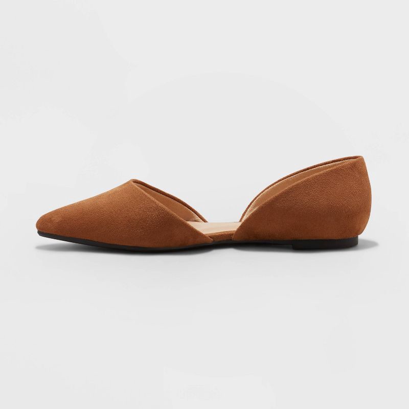 slide 2 of 3, Women's Julie Ballet Flats with Memory Foam Insole - A New Day™ Cognac 9: Slip-On, Cushioned, Non-Marking Outsole, Medium Width, 1 ct