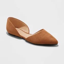 Women's Julie Ballet Flats with Memory Foam Insole - A New Day™ Cognac 9.5: Slip-On, Cushioned, Non-Marking Outsole