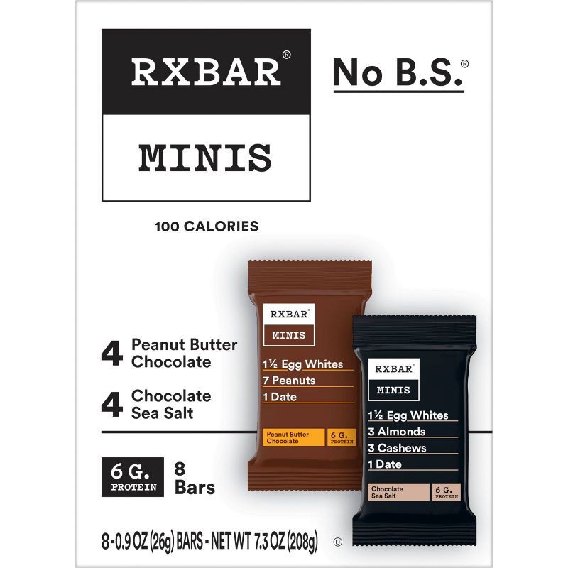 slide 2 of 9, RXBAR Minis Chocolate Sea Salt & Peanut Butter Chocolate Protein Bars - 8ct, 8 ct