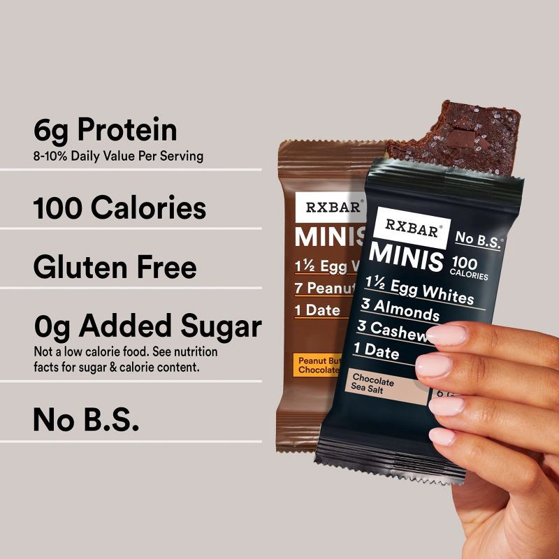 slide 3 of 9, RXBAR Minis Chocolate Sea Salt & Peanut Butter Chocolate Protein Bars - 7.36oz/8ct, 7.36 oz, 8 ct